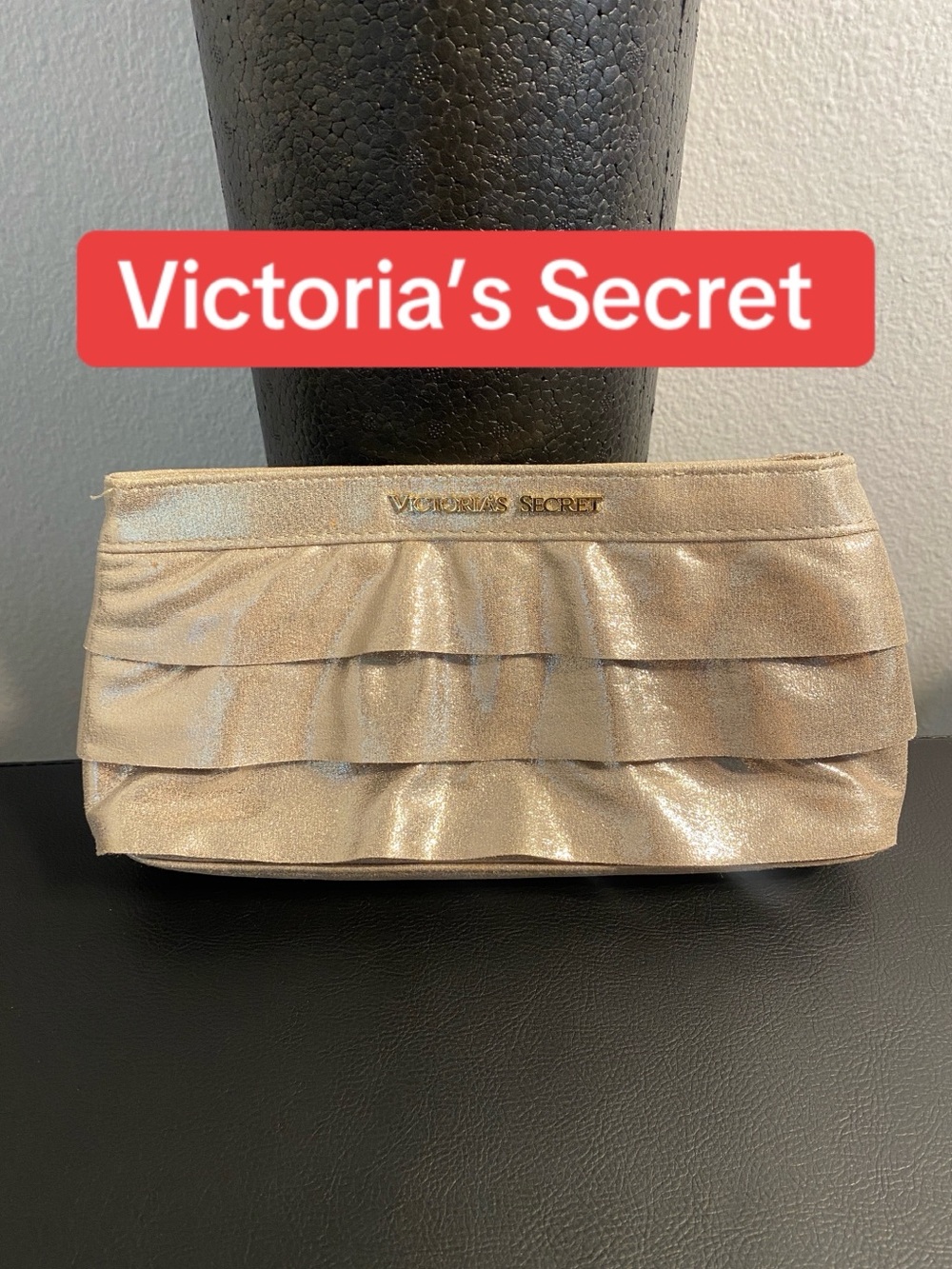 Victoria's Secret Metallic Gold Ruffle Clutch Evening Bag
